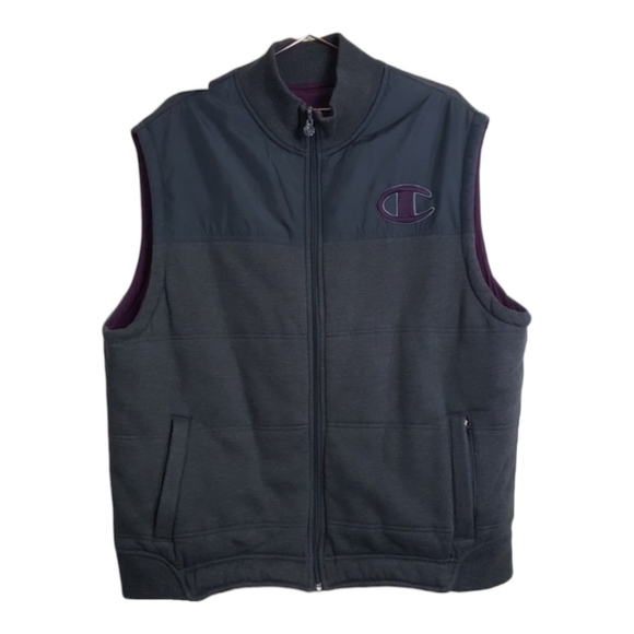 Champion Reversible Quilted Vest Purple Gray Jacket XL Active Winter Quilted - Picture 1 of 8